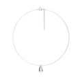 Sleek silver teardrop necklace with polished waterdrop pendant on stiff snake chain - Silver