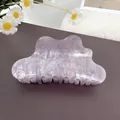Elegant purple marble texture acrylic hair claw clip with fine silver glitter design - Grey Purple