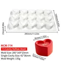 15-cavity heart silicone mold for chocolate and mousse with dimensions 285x169x23mm - 15-Cavity Groove Heart MCM-714