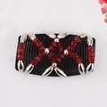 Pettine magico per capelli con perline rosse sfaccettate e dettagli argento su nero - Argento + Rosso