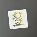 Golden astronaut metal transfer sticker for children featuring space stars and moon motifs - Gold (Spaceman)