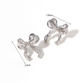 Detailed size specifications for silver bow earrings measuring 1.9cm by 2.2cm - AE46556AW0 Silver Ribbon Knot