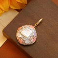 Vintage gold pendant with baroque pearl and colorful crystal inlays for DIY jewelry - Pink and Purple Baroque Pearl Style