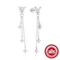 Orecchini a farfalla in argento S925 con nappe pendenti e zirconi scintillanti - Argento 925 / Oro Bianco