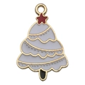 Ciondolo albero di Natale in smalto bianco, bordo dorato e stella rossa per gioielli fai da te - Albero di Natale Bianco (14173) / 1 Pezzo (18x27mm) / Bianco