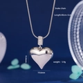 Snake chain necklace with 18K gold plated heart pendant featuring zircon accents and size data - Silver