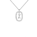 Elegant silver letter X necklace with colorful zircon halo on delicate chain - White Gold X