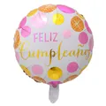 18 inch white birthday balloon with colorful polka dots and FELIZ Cumpleaños text - 18 Inch Gold Colorful Polka Dot Spanish Birthday Round