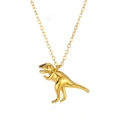 Collana con ciondolo a dinosauro in oro lucido con catena sottile per un look hip-hop trendy - Tirannosauro Oro