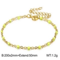 Minimalist gold titanium steel necklace with small yellow resin beads and extender - 200*2mm (Bracelet) / Yellow