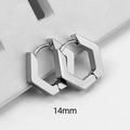 Minimalist 14mm silver hexagonal geometric stainless steel huggie earrings for women - Hexagon 14mm Steel Color