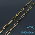 Gold-plated stainless steel oval link chain necklace 650x5mm weighing 6 grams - Gold Necklace (KN197691-Z)
