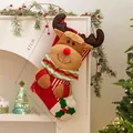 Christmas stocking with 3D reindeer design and striped scarf for holiday decor - Stripes - Elk