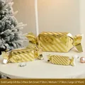 Set di scatole regalo dorate a forma di caramella con strisce glitterate in taglie S M L - Set da 3 Pezzi Oro