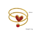 Anello a spirale placcato oro 14K con cuore in smalto rosso e cristallo - Rosso