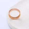Three-layered rose gold plated titanium steel ring with sparkling zircon inlay for women - US 5 / Rose Gold