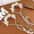 Floral girls headband with white lace, faux fruits, and long ribbons for weddings - Colorful Fruit with Ribbon