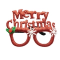 Sparkly red Merry Christmas glitter glasses frame with white snowflakes and mistletoe - Style 27 Red Merry Christmas Glitter Letters