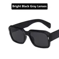 Oversized retro sunglasses with bright black square frames and grey tinted lenses - Glossy Black/Grey Lens