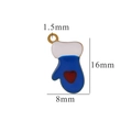 Blue enamel Christmas stocking pendant in stainless steel with a small red heart - Blue Heart Christmas Sock