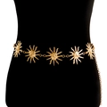 Golden waist chain featuring sun face pendants on a minimalist metal link design - Gold (Single Layer) (ZW1001)