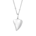 Elegant silver heart necklace with asymmetric pendant and beaded chain design - Asymmetric Mirror Heart Style (KN235282-Z)