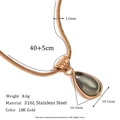 Collana vintage in oro rosa con pendente a goccia in acciaio inossidabile 316L - Oro con Strass Verde