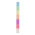 Close-up of seven colorful stackable plastic block markers in a vertical arrangement - Bulk Packaging / Candy Square Shape