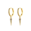 Luxuriöse S925 Silbernadel Goldreifen Ohrringe mit Mikro-Pave Zirkon Konus Anhänger - Gold