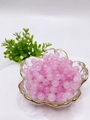 Close-up of pink 8mm round glass beads in a gold-rimmed petal bowl for DIY jewelry - 9# Cold Purple