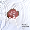 Merry Christmas acrylic cake topper featuring a snowman and wood grain pattern - Snowman House
