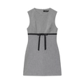 Elegantes ärmelloses graues A-Linien Minikleid mit einer stilvollen schwarzen Schleife - XS / Grau