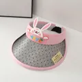 Pink children's sun visor with cartoon rabbit and smart UV-sensitive color change feature - UV Color Changing / Color Changing Pink Rabbit