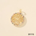 Golden Tree of Life pendant with colorful cubic zirconia on a round copper necklace - [D9521JHC/D1115] Gold Multi-color Rhinestone Life Tree (2.5cm)
