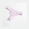 Soft light purple ribbed thong for women featuring breathable cotton and low waist - Light Purple