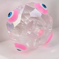 Faceted crystal spacer bead with pink and blue evil eye pattern for DIY jewelry - Pink