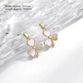 18k gold clover pendant with mother of pearl and zircons, size 15.0mm x 19.0mm - Mother of Pearl Zirconia Four Leaf Clover Pendant 15x19mm