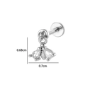 Zilveren roestvrijstalen labret sieraad met bijen hanger en heldere kristallen 0,7cm - Bij Stijl (2639-4) / 1.2x8mm / Zilver