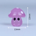 Luminous purple mushroom spirit resin ornament with white dots and black eyes in 13mm size - Luminous Purple