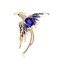 Elegant phoenix brooch with gold plating, blue enamel wings and sparkling rhinestones - Blue Phoenix (YNCP8402 Blue)