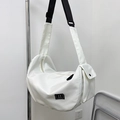 White waterproof nylon sports gym bag with adjustable black strap and side pocket - White