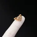 Golden butterfly cartilage stud earring with sparkling zircon stones and screw ball closure - Clover Pave Style (321-8#G)