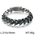 Bracciale punk da uomo in acciaio inossidabile con maglie a freccia e finitura nera - Stile Texture Teschio a Doppia Fila (KB118447-BDJX) / Color Acciaio