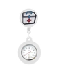 Dettaglio dell'orologio da infermiera in silicone bianco con clip medica e quadrante luminoso - Bianco Cassetta di pronto soccorso