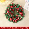 Künstlicher Weihnachtskranz mit roten Beeren, Tannennadeln und Merry Christmas Holzschild - 30cm / Rot