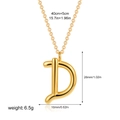 Detail view of 18K gold letter D pendant with dimensions 26x16mm and polished finish - Letter D