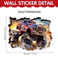 3D wall sticker featuring monster truck with US flag design in 45x35cm size - American Flag Monster Truck A (CT24Y11555J_R) / 45cmx35cm