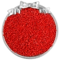 Vibrant red glass seed beads for DIY jewelry displayed in a silver bow tray - Style 22 2.5mm Bright Red (720pcs)