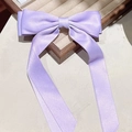 Elegant lavender satin double-layered bow hair clip with long flowing ribbons - Purple
