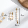Asymmetric gold earrings with white pearls, long 5.97cm and short 2.57cm drops - ER-840 Asymmetric Beaded Stud Earrings